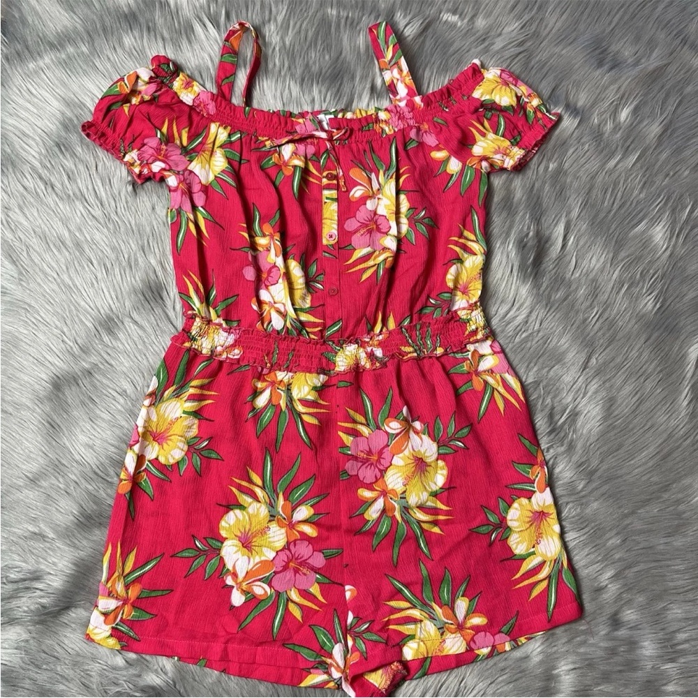 BCBG Girls Floral Tropical Romper Size Large 14/16